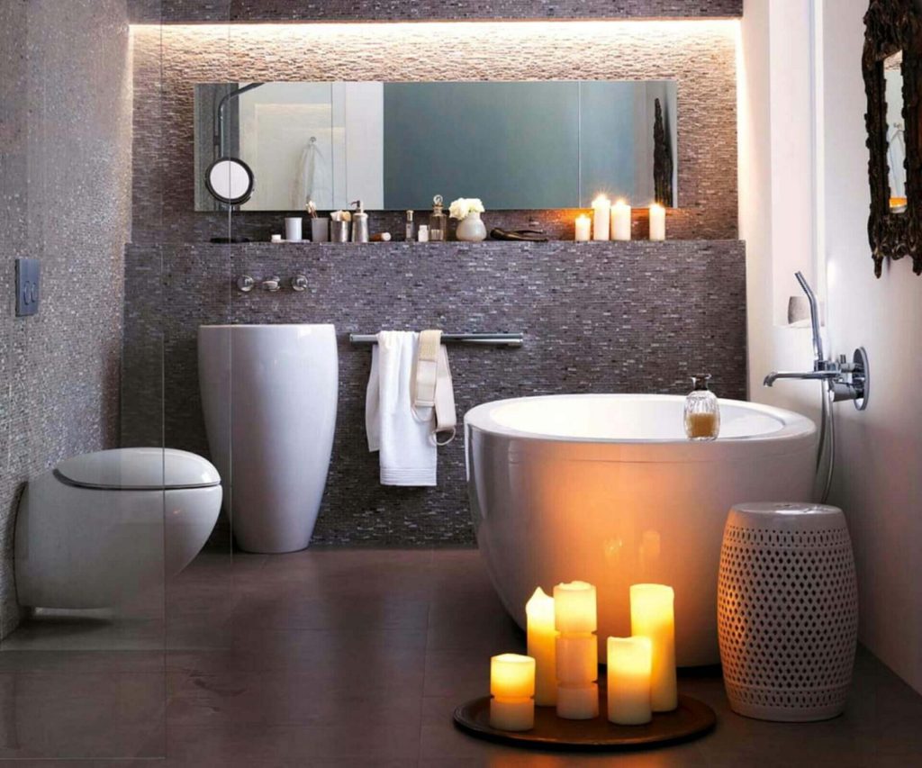 luxury bathroom with candle decoration