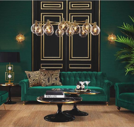 gold or brass lamp bases with green shades interior ideas
