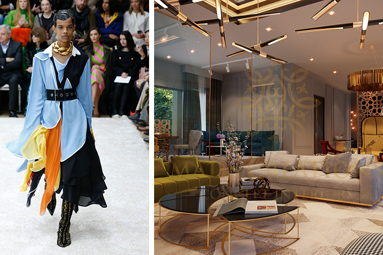 Left: JW Anderson’s Runway Creation. Right: Luxury Piece of Furniture offers a Real Pop-Out Element